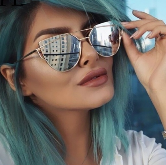 LAST 1🔥Cat Eye Mirrored Aviator Sunglasses - Picture 2 of 8